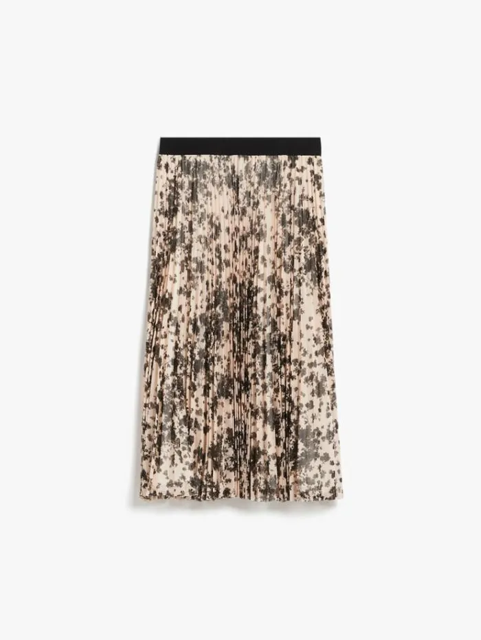 Woman Pleated Printed Tulle Skirt Powder Maxmara Skirts Woman Pleated Printed Tulle Skirt Powder Maxmara Skirts