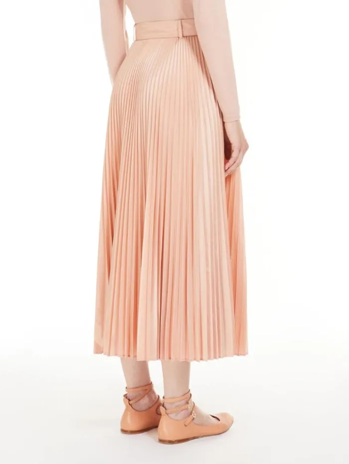 Woman Pleated Silk Blend Skirt Pink Maxmara Skirts Woman Pleated Silk Blend Skirt Pink Maxmara Skirts