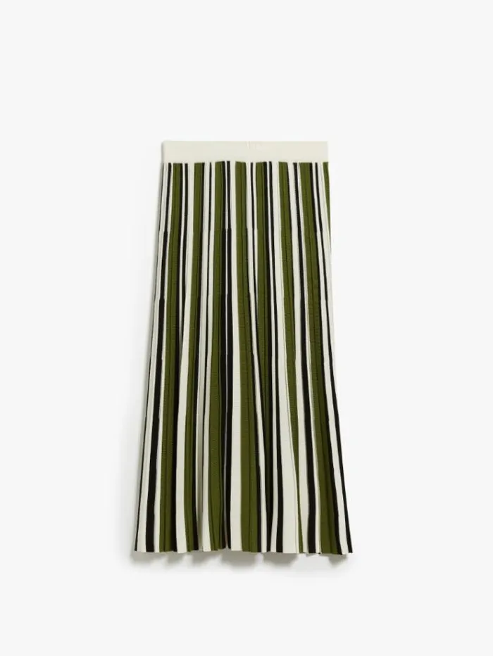 Woman Pleated Skirt In Stretch Yarn Green Maxmara Skirts Woman Pleated Skirt In Stretch Yarn Green Maxmara Skirts