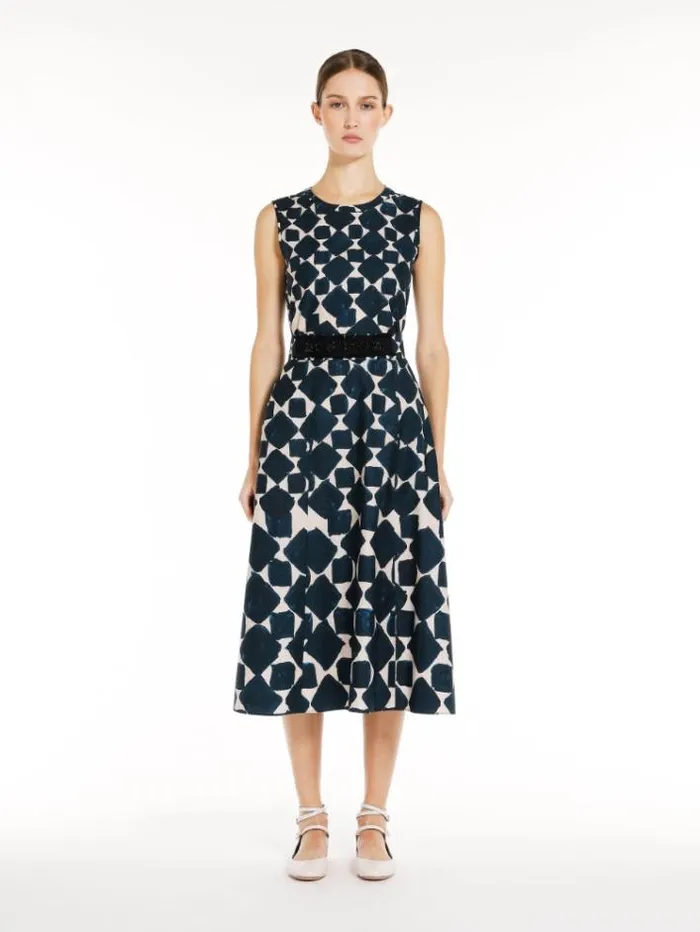 Woman Printed Poplin Dress Navy Maxmara Dresses