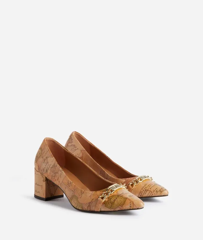 Woman Pumps Alviero Martini Napa Leather Court Shoes With 1 Classe Horsebit Geo Classic