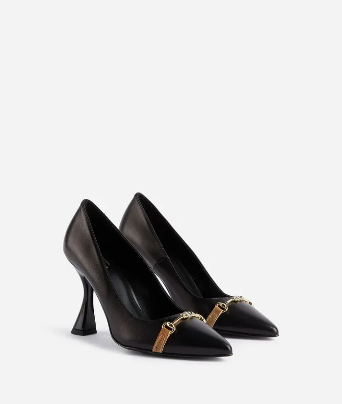 Woman Pumps Alviero Martini Smooth Napa Leather Court Shoes With 1c Horsebit Black