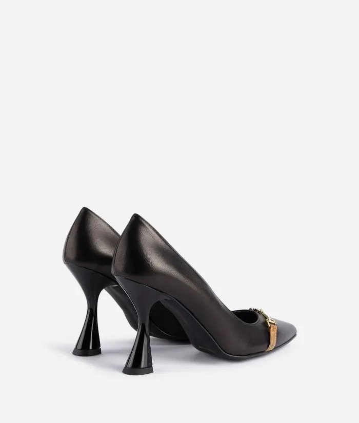 Woman Pumps Alviero Martini Smooth Napa Leather Court Shoes With 1c Horsebit Black