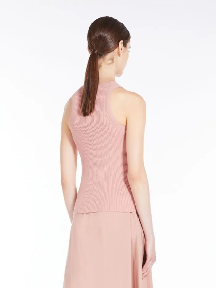 Woman Ribbed Top In Stretch Knit Peach Maxmara Knitwear And Sweatshirts
