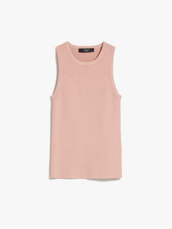Woman Ribbed Top In Stretch Knit Peach Maxmara Knitwear And Sweatshirts