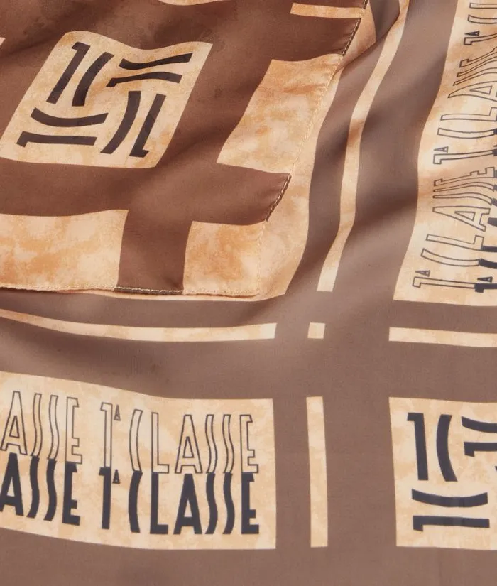 Woman Scarves and Shawls Alviero Martini Foulard With Logo Frame 9021590 Dark Taupe