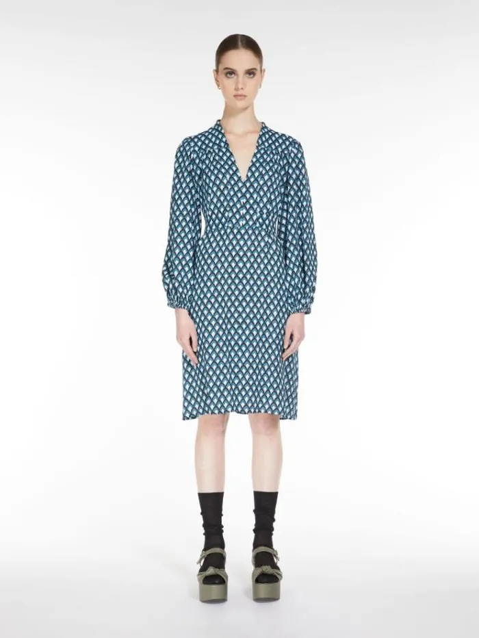 Woman Short Dress In Georgette Oil Maxmara Dresses