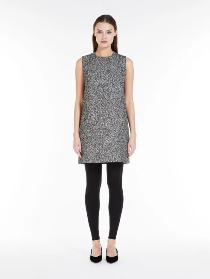 Woman Short Dress In Woolblend Tweed Black White Maxmara Dresses