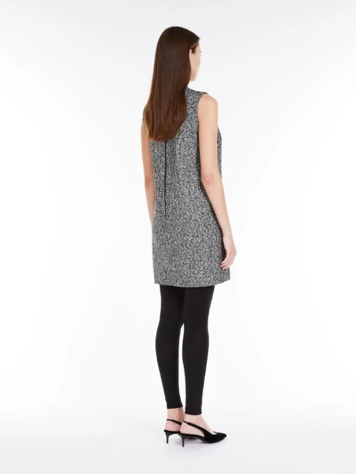 Woman Short Dress In Woolblend Tweed Black White Maxmara Dresses Woman Short Dress In Woolblend Tweed Black White Maxmara Dresses