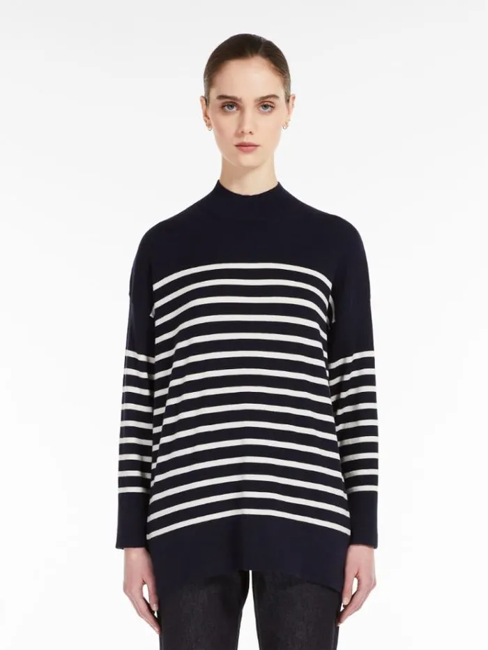 Woman Silk And Wool Yarn Sweater Ultramarine Maxmara Knitwear And Sweatshirts Woman Silk And Wool Yarn Sweater Ultramarine Maxmara Knitwear And Sweatshirts