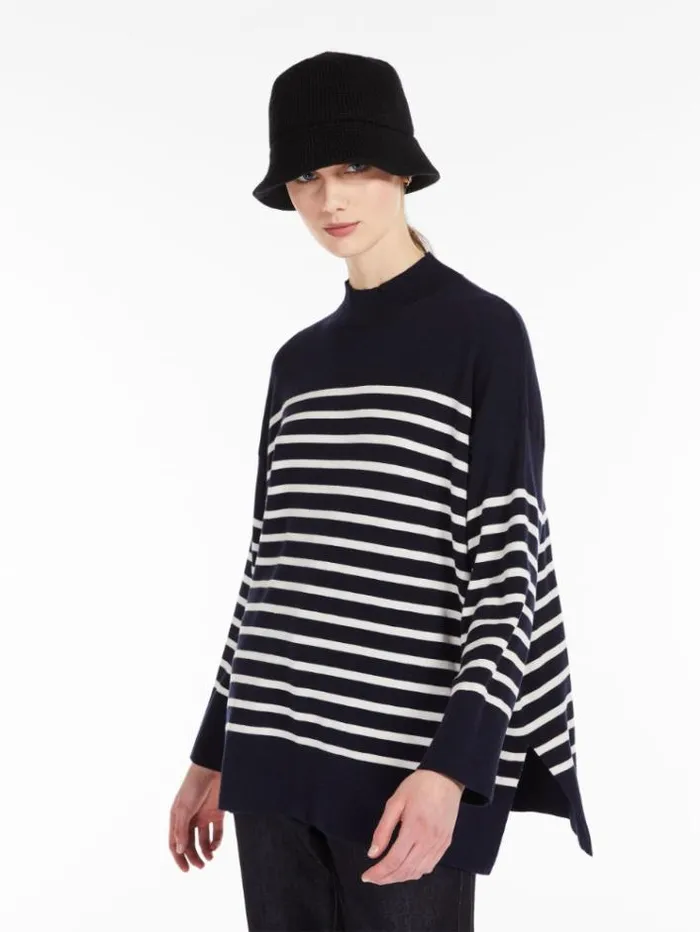 Woman Silk And Wool Yarn Sweater Ultramarine Maxmara Knitwear And Sweatshirts Woman Silk And Wool Yarn Sweater Ultramarine Maxmara Knitwear And Sweatshirts