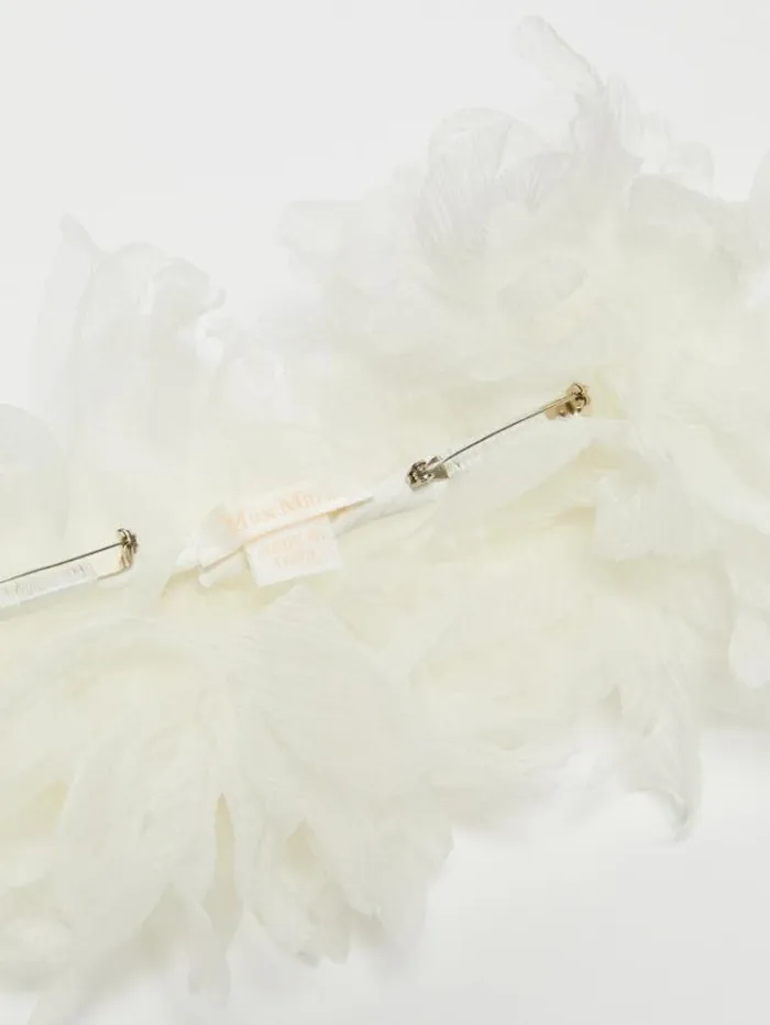 Woman Silk Crepon Flower Brooch White Maxmara Bridal Accessories