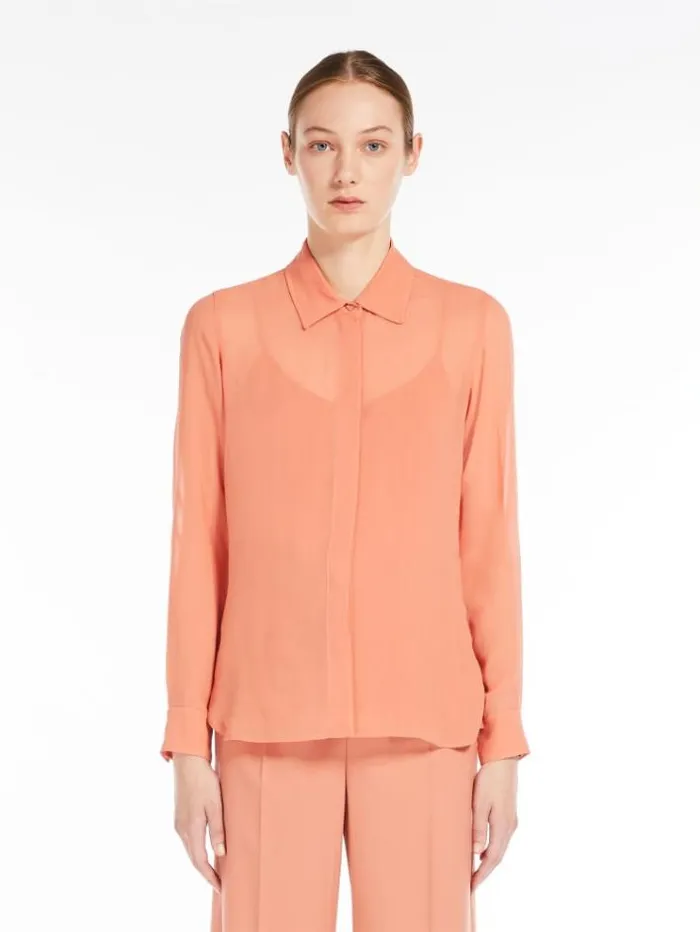 Woman Silk Georgette Shirt Salmon Maxmara Shirts And Tops