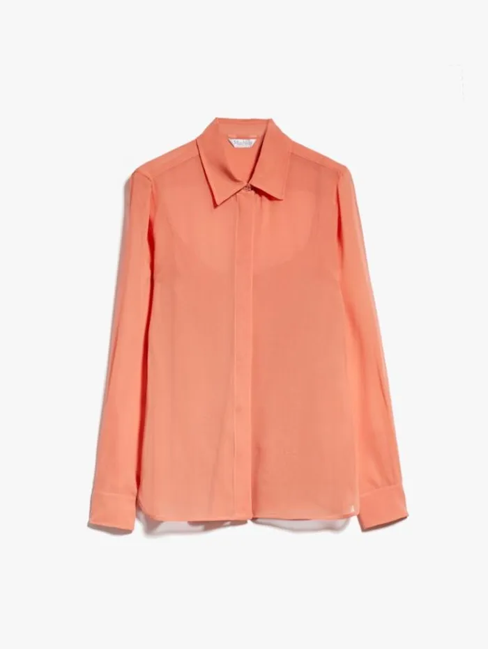 Woman Silk Georgette Shirt Salmon Maxmara Shirts And Tops