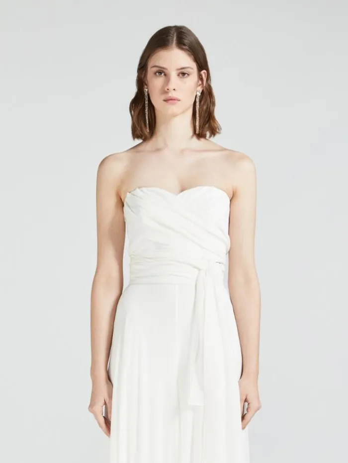 Woman Silk Georgette Top Optical White Maxmara Bridal Clothing