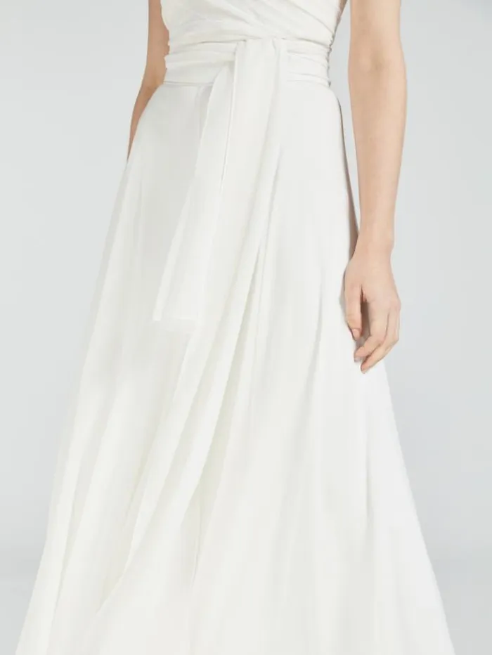 Woman Silk Georgette Top Optical White Maxmara Bridal Clothing