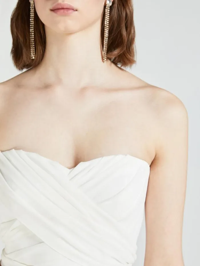 Woman Silk Georgette Top Optical White Maxmara Bridal Clothing