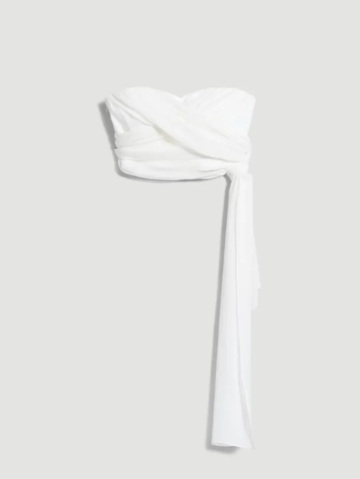 Woman Silk Georgette Top Optical White Maxmara Bridal Clothing