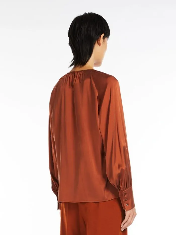Woman Silk Satin Blouse Orange Maxmara Shirts And Tops
