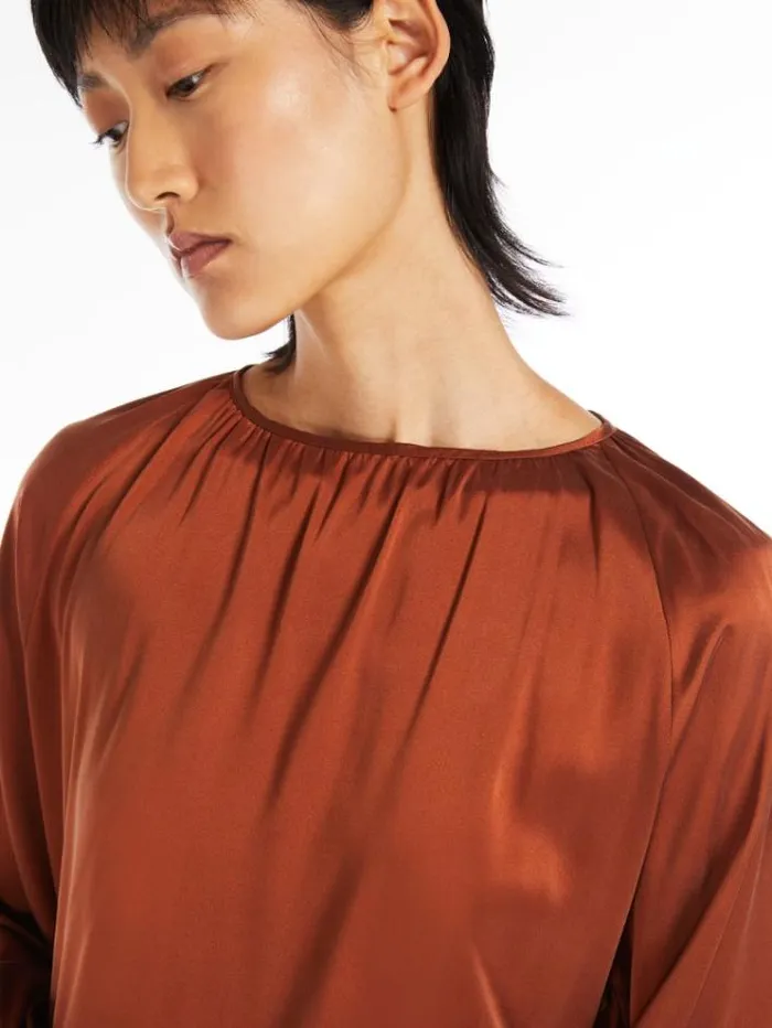 Woman Silk Satin Blouse Orange Maxmara Shirts And Tops