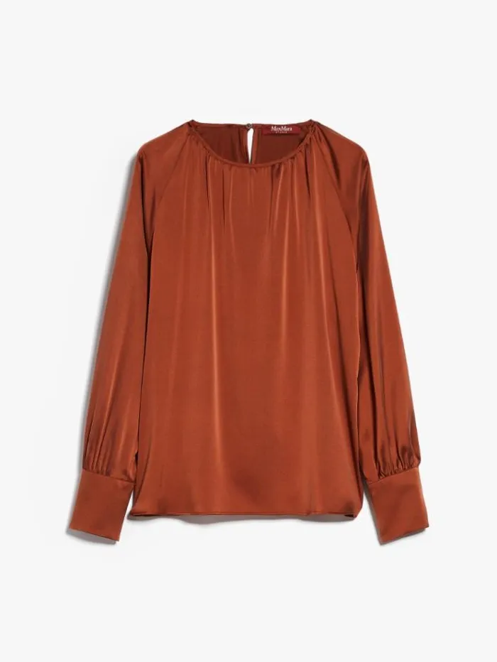 Woman Silk Satin Blouse Orange Maxmara Shirts And Tops