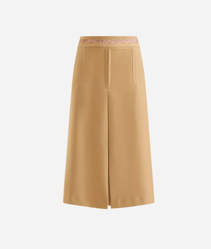 Woman Skirts and Trousers Alviero Martini Cavalry Twill Flared Skirt With Geo Classic Belt Camel
