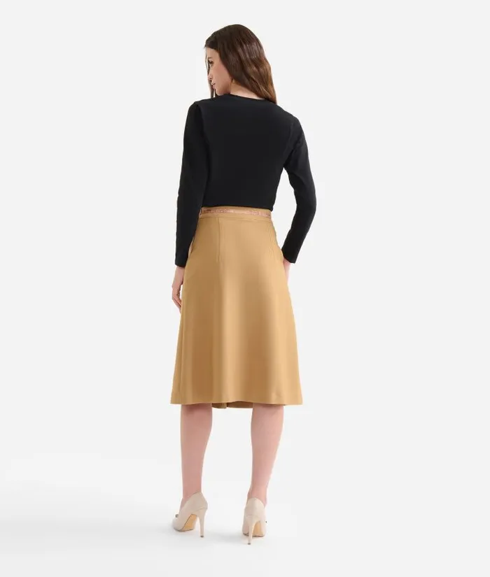 Woman Skirts and Trousers Alviero Martini Cavalry Twill Flared Skirt With Geo Classic Belt Camel