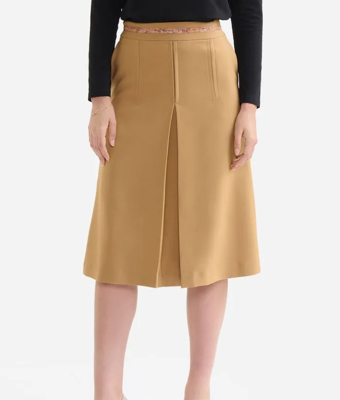 Woman Skirts and Trousers Alviero Martini Cavalry Twill Flared Skirt With Geo Classic Belt Camel