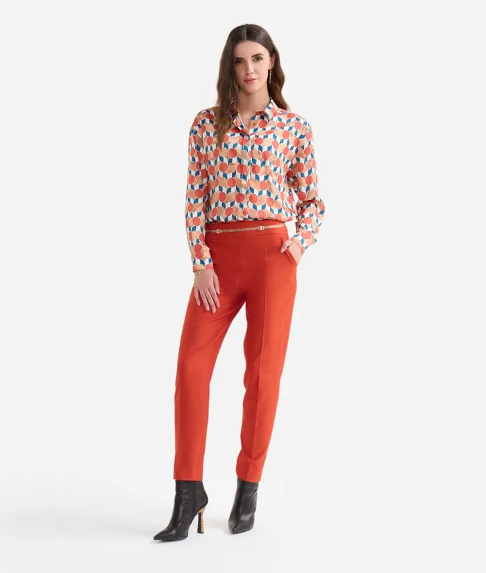 Woman Skirts and Trousers Alviero Martini Cavalry Twill Trousers With 1c Mini Buckles Brick Red