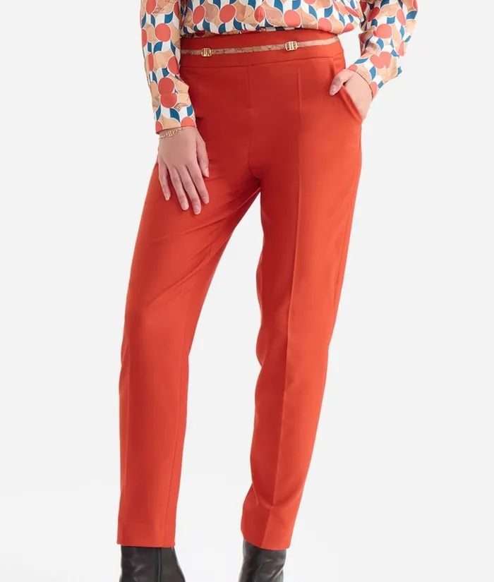 Woman Skirts and Trousers Alviero Martini Cavalry Twill Trousers With 1c Mini Buckles Brick Red
