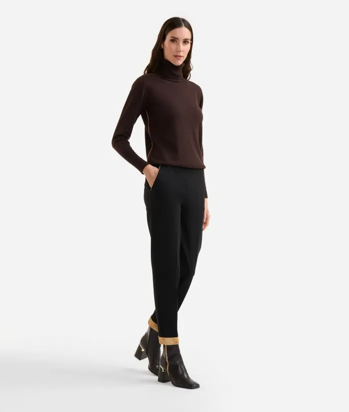 Woman Skirts and Trousers Alviero Martini Punto Milano Jersey Trousers With Cuffs Black