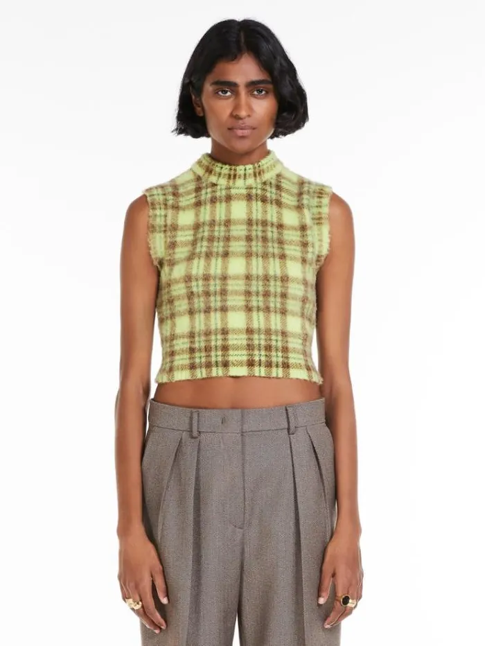 Woman Sleeveless Knit Fabric Top Lime Maxmara Knitwear And Sweatshirts