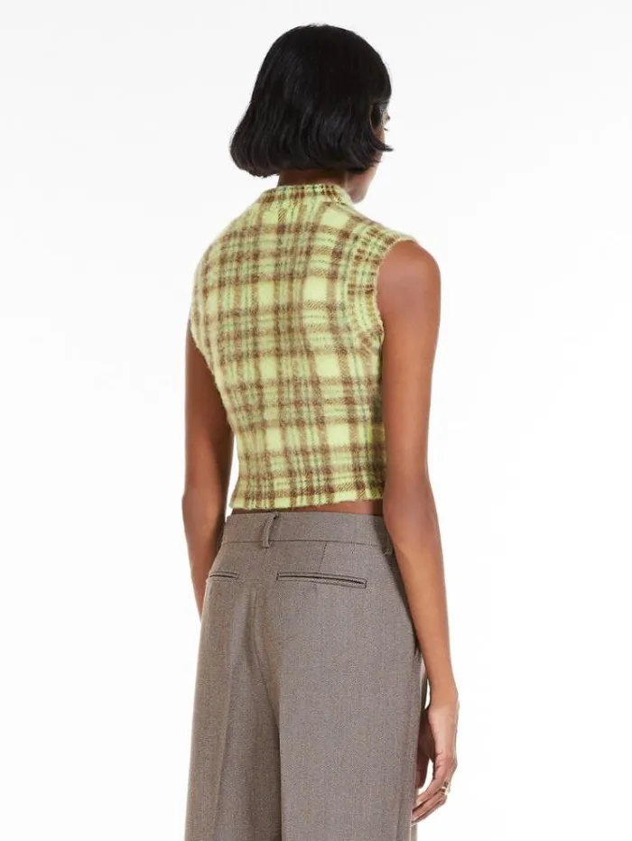 Woman Sleeveless Knit Fabric Top Lime Maxmara Knitwear And Sweatshirts