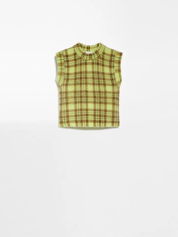 Woman Sleeveless Knit Fabric Top Lime Maxmara Knitwear And Sweatshirts