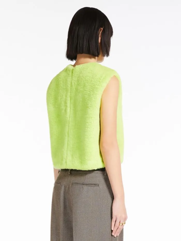 Woman Sleeveless Top In Fluffy Fabric Lime Green Maxmara Shirts And Tops