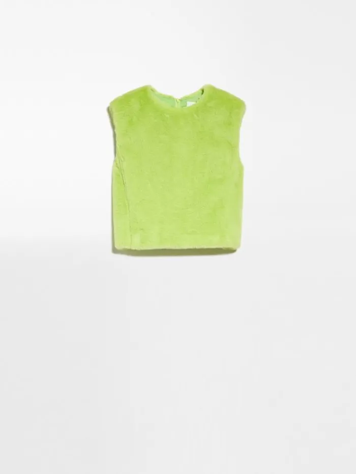 Woman Sleeveless Top In Fluffy Fabric Lime Green Maxmara Shirts And Tops