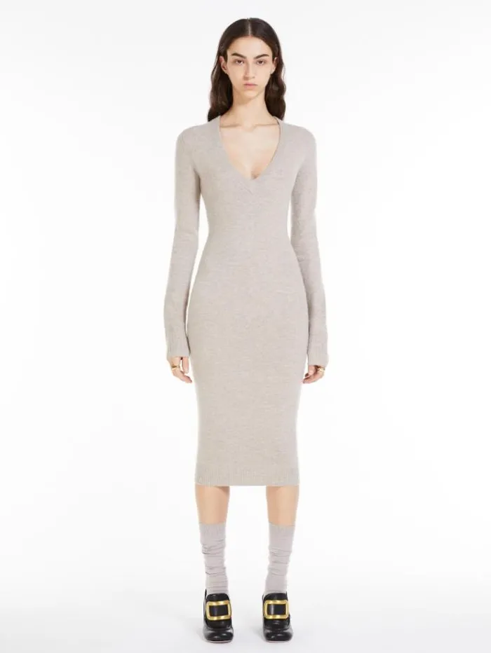 Woman Slimfit Cashmereblend Dress Beige Maxmara Dresses