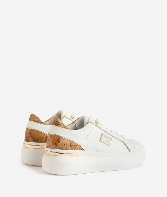 Woman Sneakers Alviero Martini Faux Napa Leather Sneakers With 1 Classe Enamelled Tag White