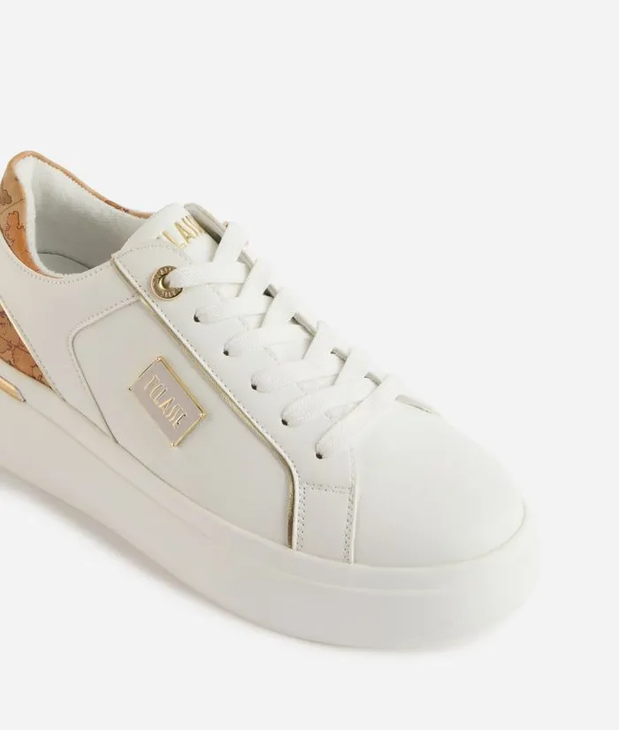 Woman Sneakers Alviero Martini Faux Napa Leather Sneakers With 1 Classe Enamelled Tag White