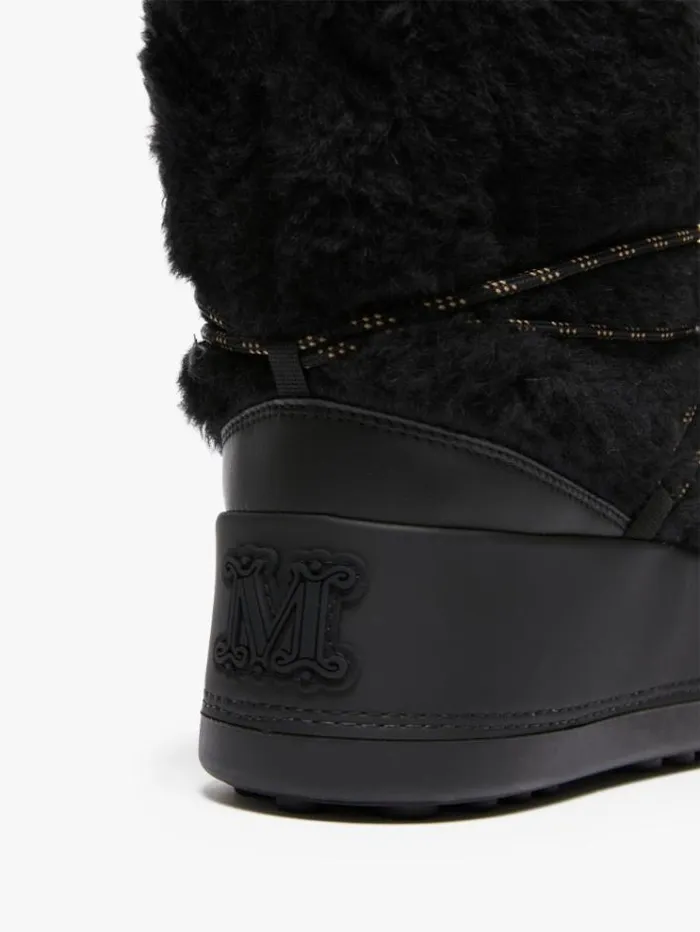 Woman Snow Boots In Teddy Fabric Black Maxmara Ankle Boots And Boots Woman Snow Boots In Teddy Fabric Black Maxmara Ankle Boots And Boots