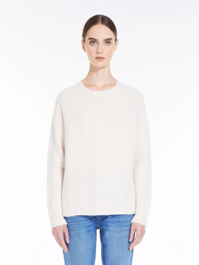 Woman Soft Knit Top In Alpaca And Cotton Ivory Maxmara Knitwear And Sweatshirts