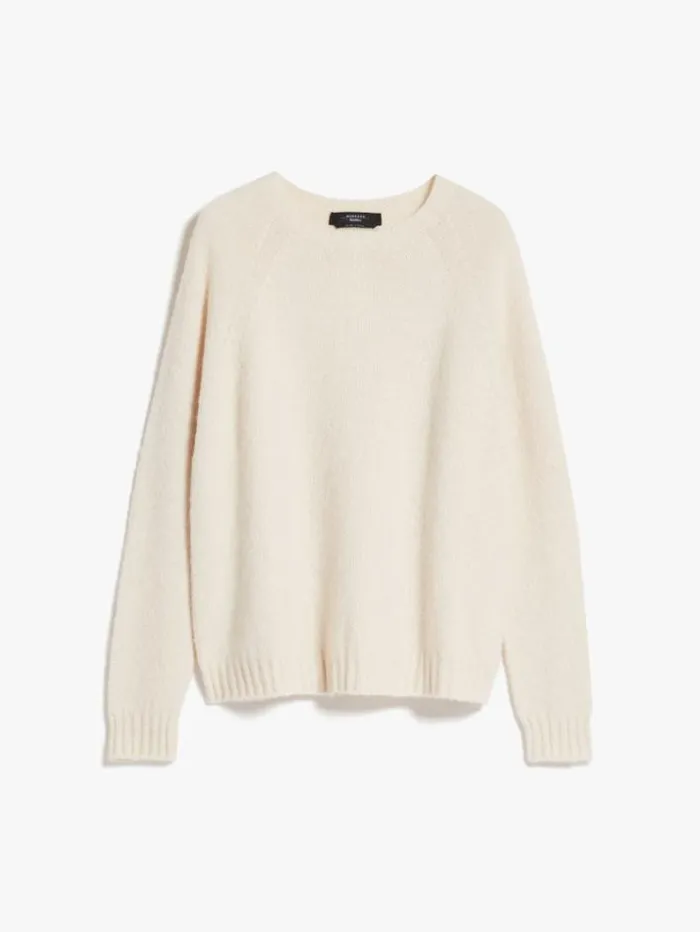 Woman Soft Knit Top In Alpaca And Cotton Ivory Maxmara Knitwear And Sweatshirts