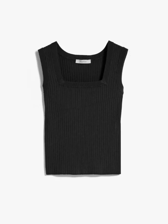Woman Squareneck Viscose Top Black Maxmara Knitwear And Sweatshirts