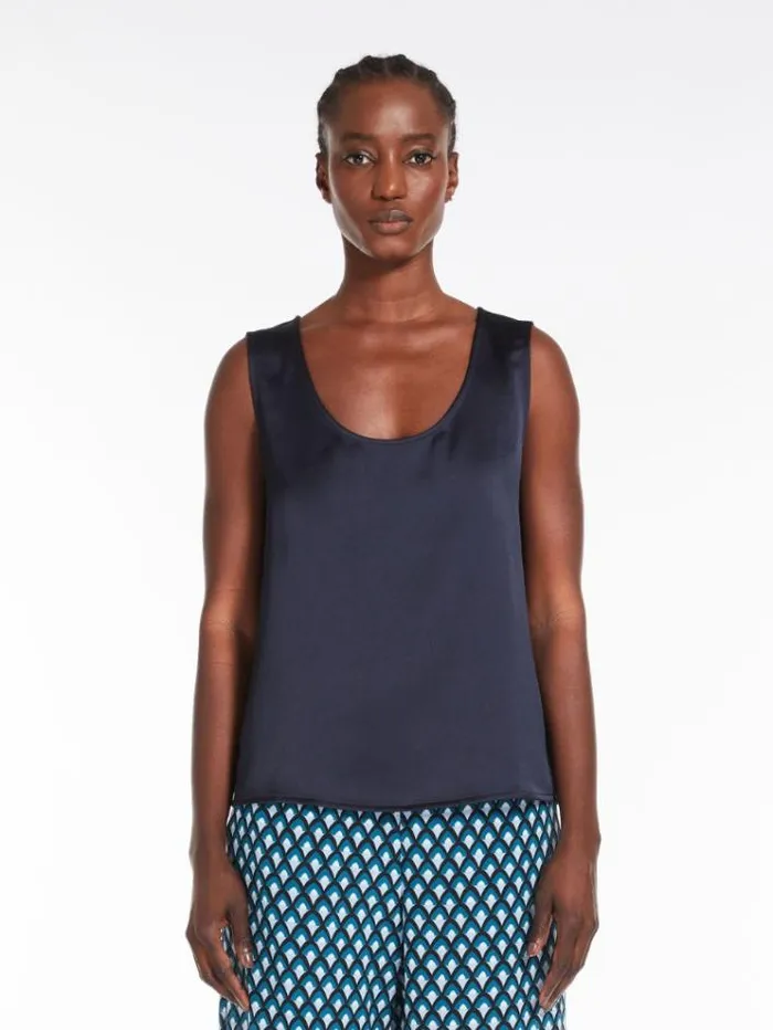 Woman Straightcut Top In Satin And Jersey Navy Maxmara Tshirts