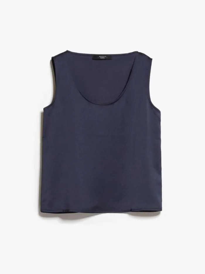 Woman Straightcut Top In Satin And Jersey Navy Maxmara Tshirts