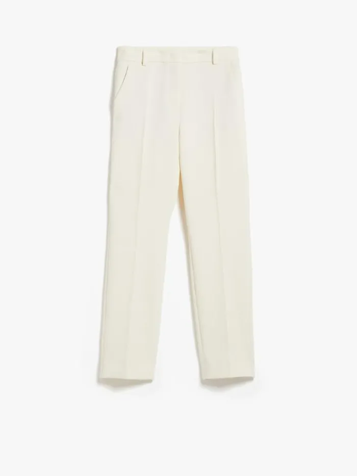 Woman Straightcut Trousers In Plain Weave Fabric Ivory Maxmara Trousers