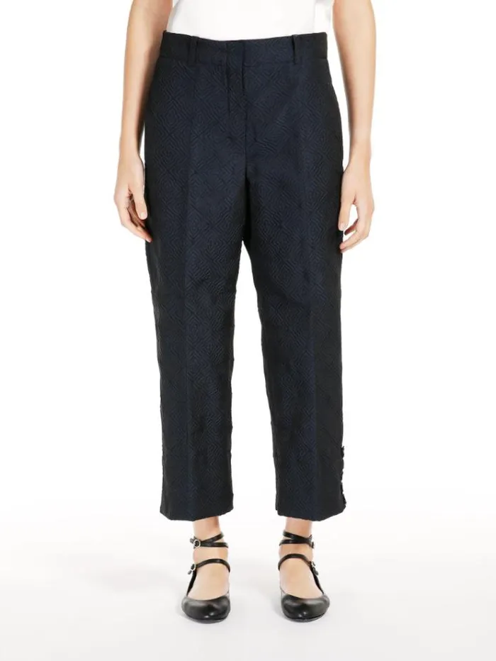 Woman Straightfit Jacquard Fabric Trousers Midnightblue Maxmara Trousers