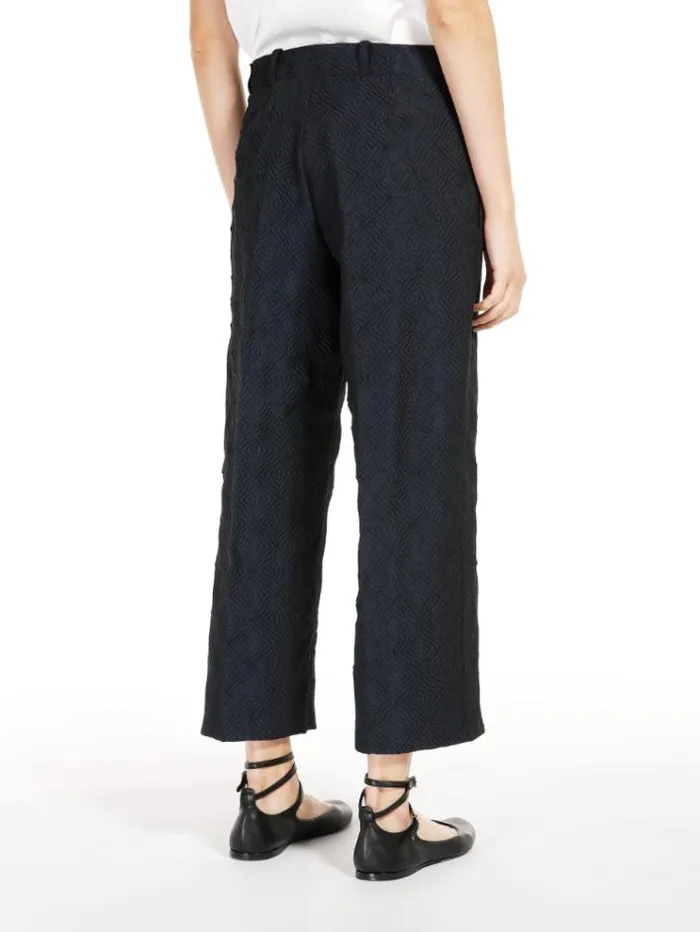 Woman Straightfit Jacquard Fabric Trousers Midnightblue Maxmara Trousers