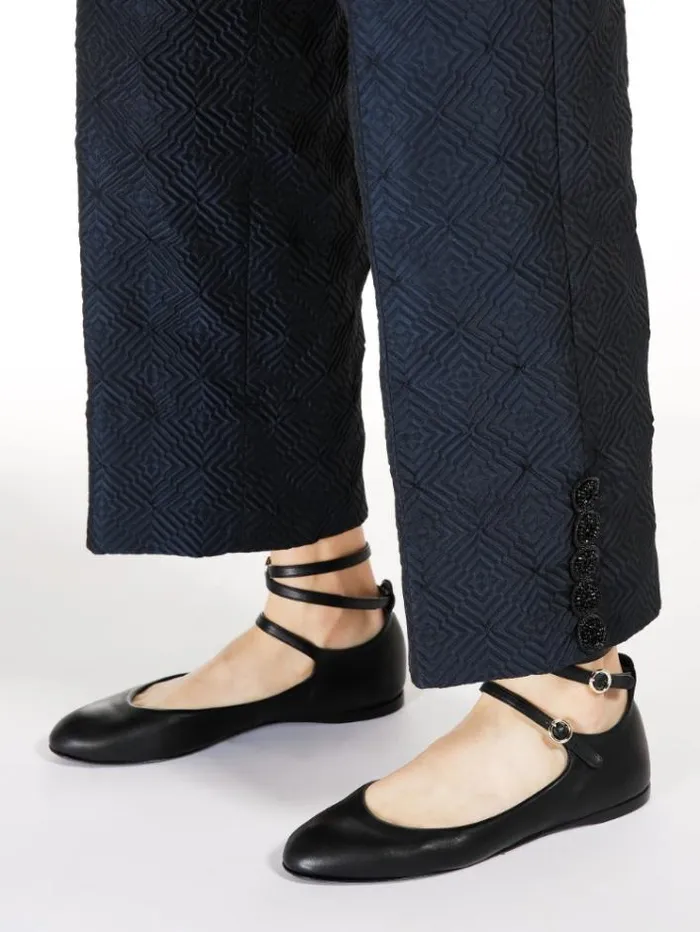 Woman Straightfit Jacquard Fabric Trousers Midnightblue Maxmara Trousers