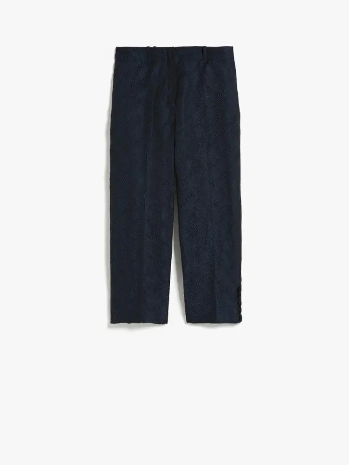 Woman Straightfit Jacquard Fabric Trousers Midnightblue Maxmara Trousers
